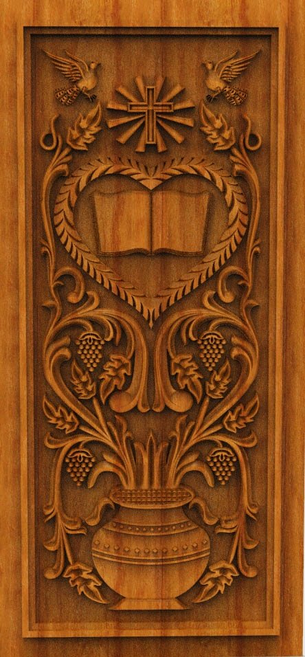 3D DOOR - OAK-53 Religious Iconography Floral Carved Wooden Door Panel